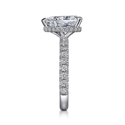 Gabriel & Co. Alina - 14K White Gold Hidden Halo Pear Shape Diamond Engagement Setting