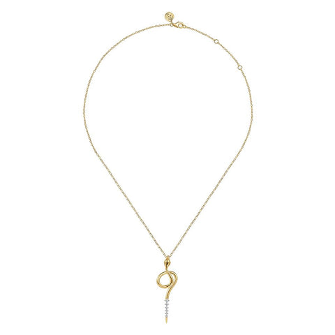 Gabriel & Co. 14k Yellow Gold Diamond Snake Necklace - .18cttw