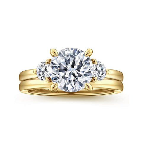 Gabriel & Co. 14k Yellow Gold 3-Stone Engagement Ring Mounting - .34cttw