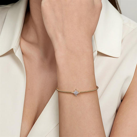 Gabriel & Co. 14k Yellow Gold Bujukan & Diamond Starburst Bangle Bracelet - .18cttw