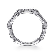 Gabriel & Co. 14k White Gold Pave Diamond Chain Link Ring - .37cttw