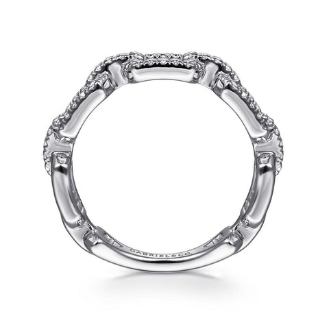 Gabriel & Co. 14k White Gold Pave Diamond Chain Link Ring - .37cttw