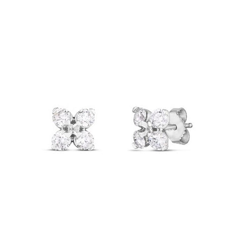 Roberto Coin 18k White Gold Love In Verona Diamond Stud Earrings - .54cttw