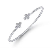 Gabriel & Co. 14k White Gold Bujukan Diamond Quatrefoil Beaded Cuff Bracelet - .39cttw