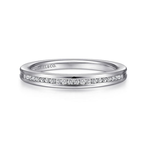 Gabriel & Co. 14K White Gold Channel Set Diamond Wedding Band - 0.11cttw