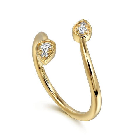 Gabriel & Co 14K Yellow Gold Diamond By-pass Ring