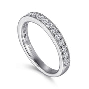 Gabriel & Co. 14K White Gold Micro Pave Channel Diamond Wedding Band with Milgrain - 0.51cttw