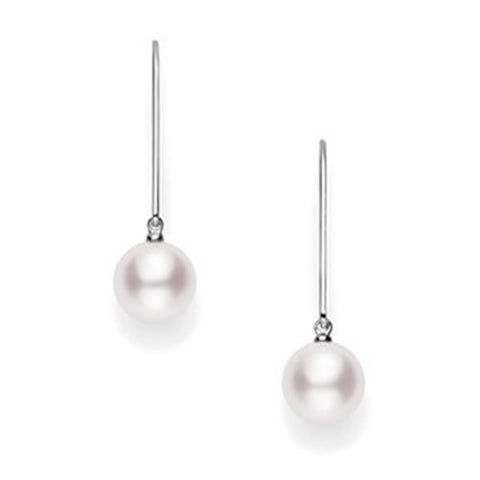 Mikimoto 18k White Gold & Pearl Drop Earrings w/Leverbacks