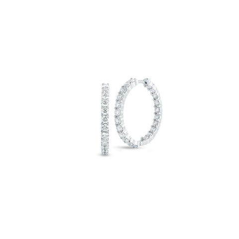 Roberto Coin Small Inside Outside Diamond Hoop Earrings - 3.43ctw