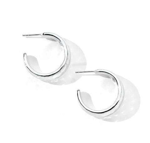 Ippolita Classico Small Hammered Hoop Earrings with Tapered Ends - 925 Silver