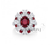 18k White Gold 3.01ct Oval Cut Ruby & Diamond Ring