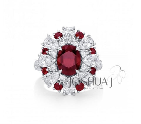 18k White Gold 3.01ct Oval Cut Ruby & Diamond Ring