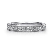 Gabriel & Co. 14K White Gold Micro Pave Channel Diamond Wedding Band with Milgrain - 0.51cttw