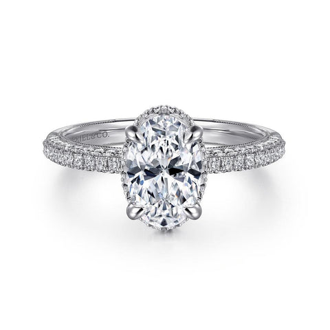 Gabriel & Co. Caly - 14K White Gold Oval Halo Diamond Engagement Ring