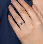 Gabriel & Co. 14k Yellow Gold Oval Blue Topaz and Diamond Ring