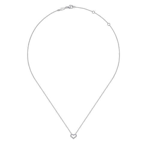 Gabriel & Co 14k White Gold Diamond Heart Pendant Necklace -.07cttw