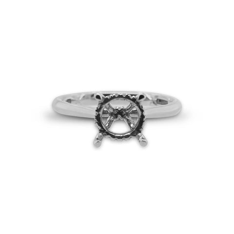 14k White Gold Solitaire Engagement Semi-Mount Ring