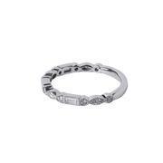 14k White Gold Alternating Round Marquise and Baguette Wedding Band - .35cttw