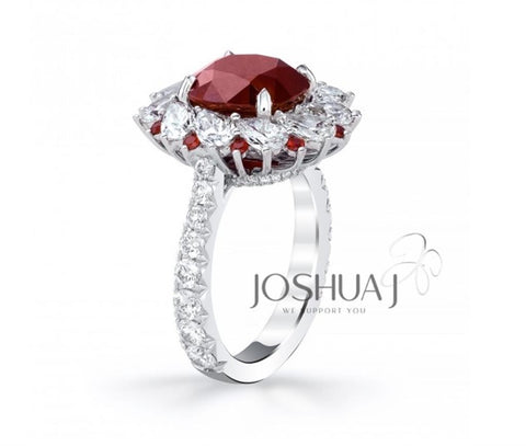 18k White Gold 3.11ct Oval Cut Ruby & Diamond Ring