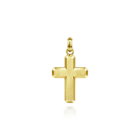 Gabriel & Co. 14K Yellow Gold Brushed Finish Cross Pendant