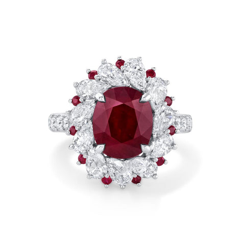 18k White Gold 3.11ct Oval Cut Ruby & Diamond Ring