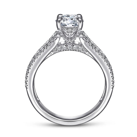 Gabriel & Co Terina - 14K White Gold Wide Band Round Diamond Channel Set Engagement Ring