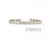 Platinum Emerald Cut & Yellow Radiant Cut Diamond Bracelet - 26.08cttw