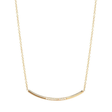 Zoe Chicco 14k Diamond Curved Bar Necklace - .05cttw