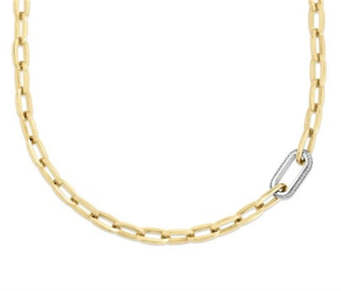 Roberto Coin 18k Yellow Gold Designer Single Large Diamond Link Paperclip Necklace - .78cttw