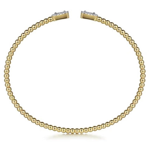 Gabriel & Co 14k Yellow Gold Baguette Diamond Bujukan Open Cuff Bracelet -.32cttw