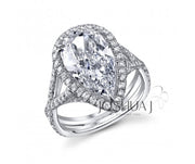 Platinum 5.25ct Pear Cut Diamond Halo Ring - 6.33cttw
