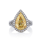Platinum & 18k Yellow Gold Yellow Pear Cut Diamond Ring - 8.37cttw