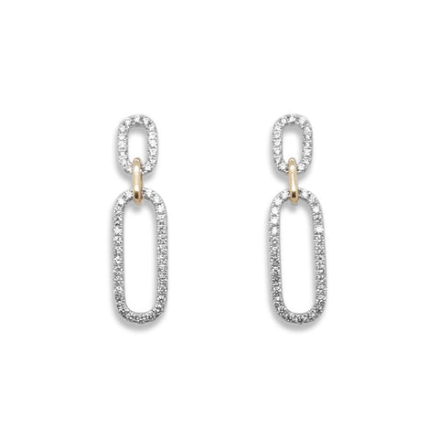 14k Two-tone Gold Diamond Drop Earrings