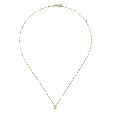 14k Yellow Gold Diamond S Initial Necklace