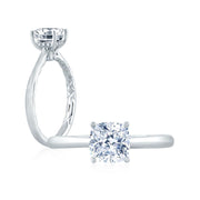 14k White Gold Diamond Solitaire Engagement Ring Mounting
