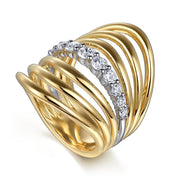 Gabriel & Co. 14k Yellow and White Gold Wide Diamond Band - .74cttw
