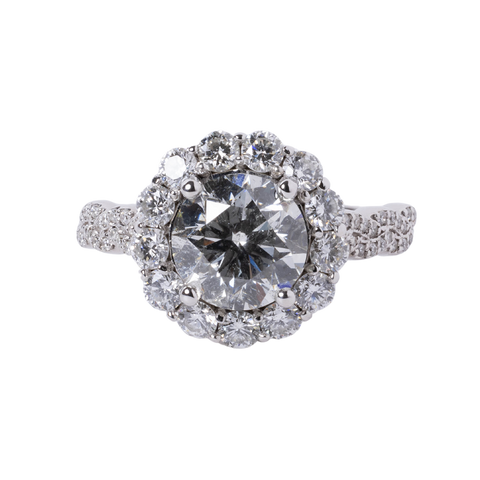 14k White Gold 1.52ct Round Diamond Halo Engagement Ring