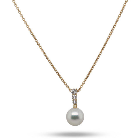 Mikimoto 18k Yellow Gold Diamond & Pearl Necklace