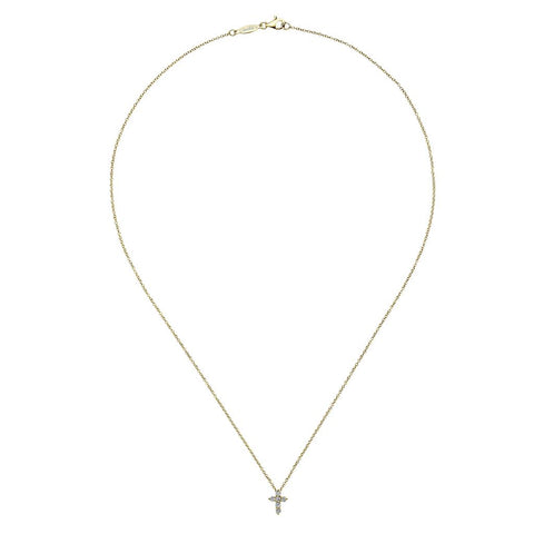 Gabriel & Co. 14k Yellow Gold Diamond Cross Necklace - .23cttw