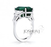Platinum 5.80ct Emerald & Diamond 5-Stone Ring - 7.18cttw
