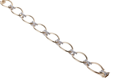 14k Yellow Gold Oval Link Bracelet -.99cttw