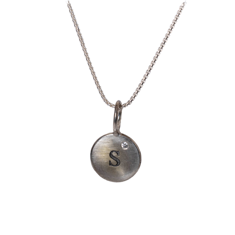 Sterling Silver "S" Diamond Pendant Necklace - .015cttw