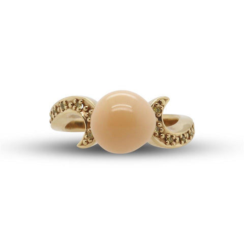 14k Yellow Gold Diamond Ring w/5.59ct Peach Conch Pearl