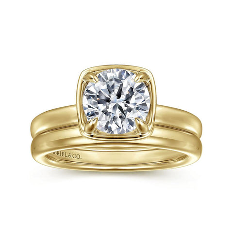 Gabriel & Co. Deedie - 14K Yellow Gold Round Diamond Engagement Ring