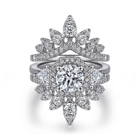 Gabriel & Co. 14K White Gold Bursting Chevron Diamond Ring Enhancer - .99cttw
