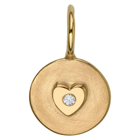 Heather B. Moore Gold Diamond Heart Round Pendant
