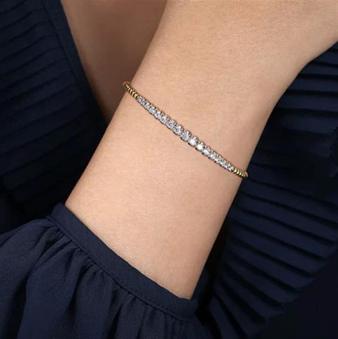 Gabriel & Co 14k Yellow Gold Bujukan Diamond Cuff Bracelet - .74cttw