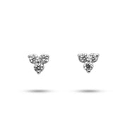 14k White Gold 3 Diamond Cluster Stud Earrings - .35cttw