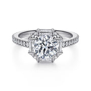 Gabriel & Co Ryland - 18k White Gold Octagonal Halo Round Diamond Engagement Ring