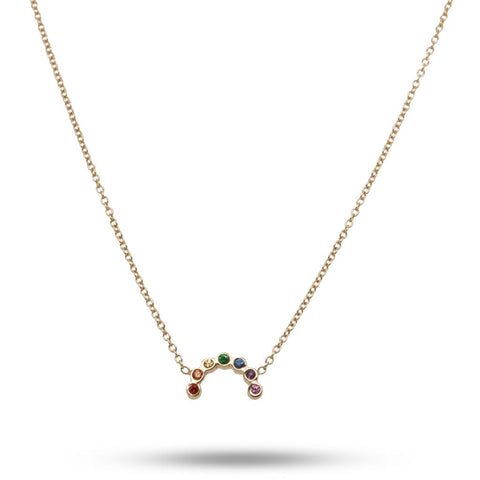 Zoe Chicco 14K Small Rainbow Sapphire Arc Necklace